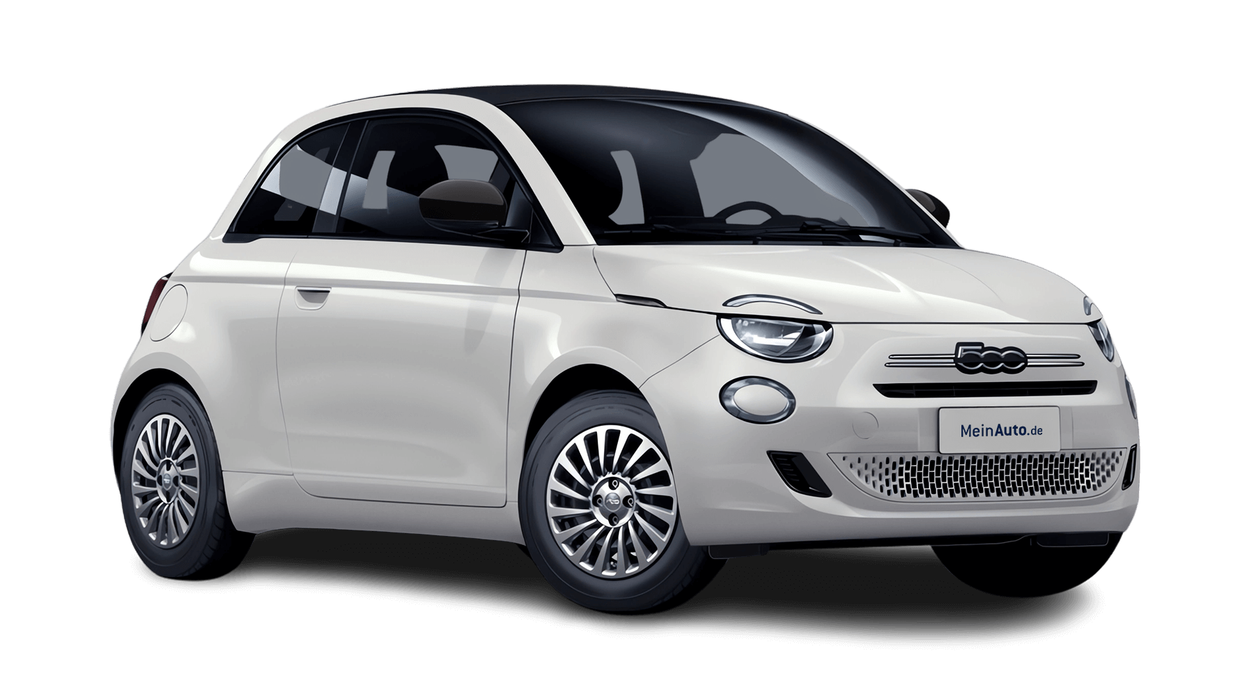 Frontansicht eines Fiat 500C Hybrid (neues Modell), freigestellt