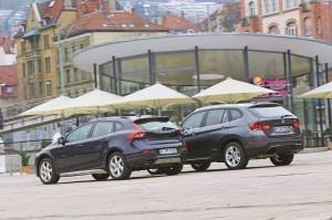 bmw x1 volvo v40 cross country test 2014