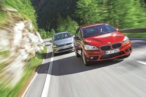 vw golf sportsvan bmw 2er active tourer test vorne