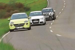 opel adam audi a1 mini cooper vorne test 2014