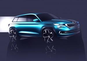 Skoda VisionS ConceptCar Kodiak 2016 zeichnung vorne