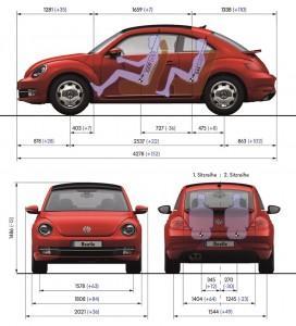 VW Beetle 2016 rot innen maße