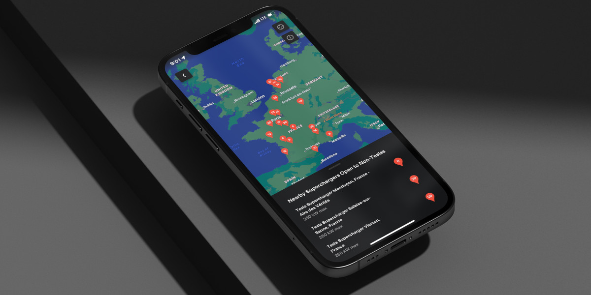 Tesla Supercharger App Handy Karte